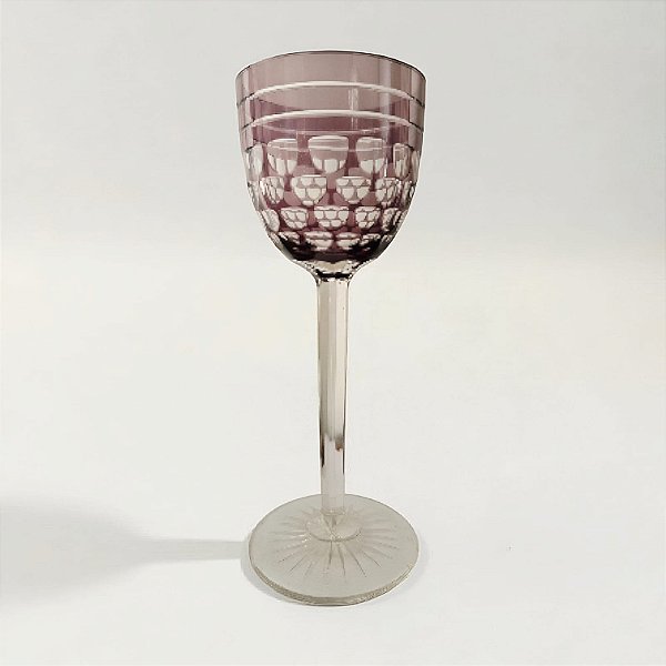 Taça Boemia Cristal Violeta Lapidado Violeta