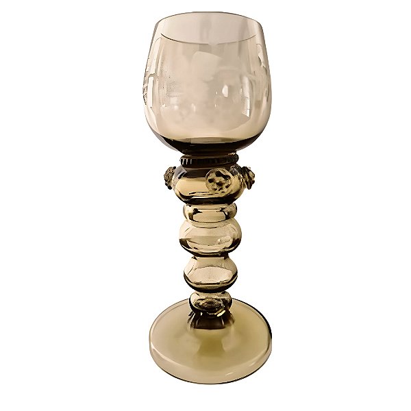 Taça Boemia Cristal Fume Gravado 19 Cm