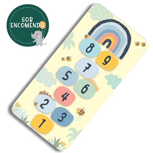 Tapete Vinílico Infantil (playmat) - AMARELINHA com Arco Íris e Abelha
