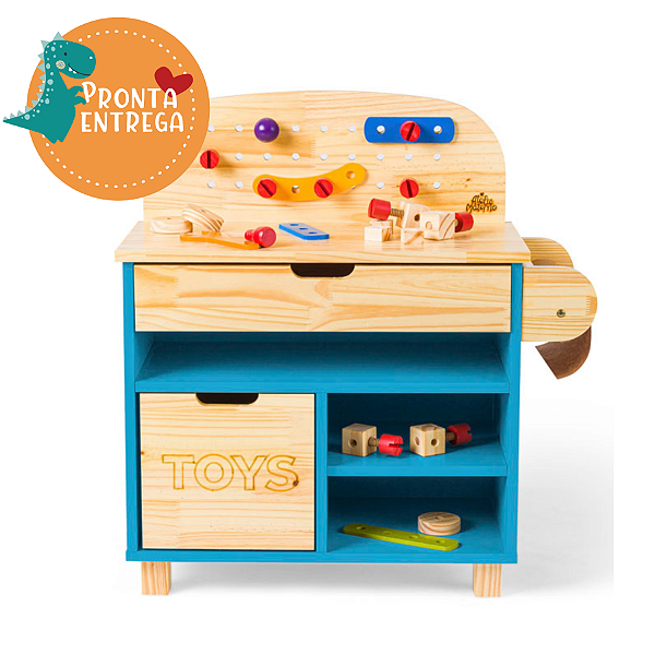 Oficina Mecânica de Madeira Infantil - AZUL