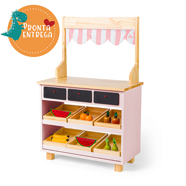 Mini Mercadinho de Madeira Infantil - ROSA