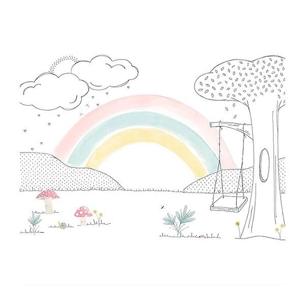 PAINEL de Parede - Cogumelo e Arco Íris (Versão Candy)