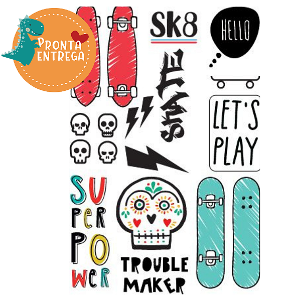 Tatuagem Temporária Infantil - Skate