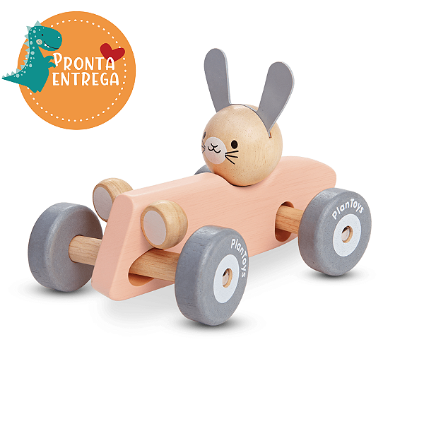 Brinquedo de Madeira Carro de Corrida do SR. LEBRE - ROSA CLARO