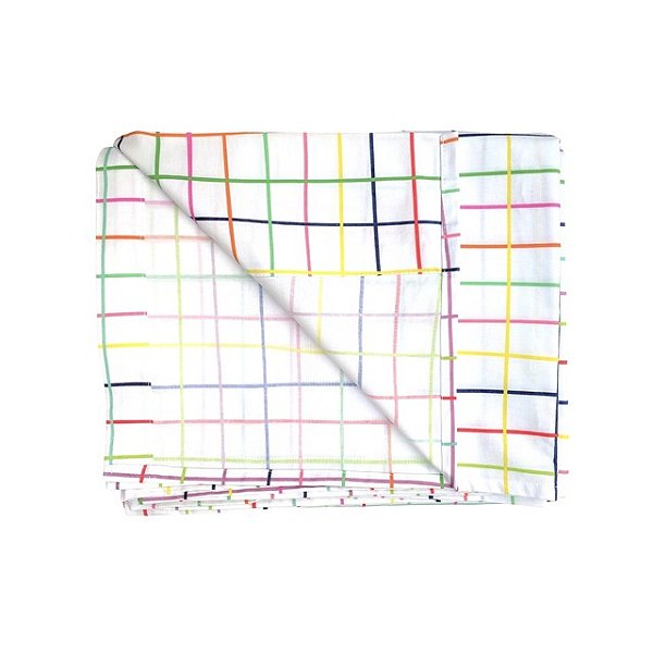 Roupa de Cama Infantil LENÇOL DE COBRIR - GRID COLORIDO - SOLTEIRO