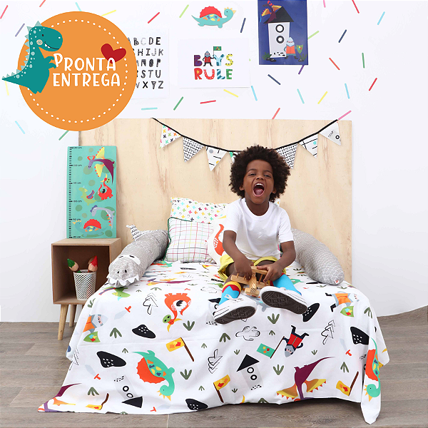 Roupa de Cama Infantil LENÇOL DE COBRIR - O CAVALEIRO E O DRAGÃO - SOLTEIRO