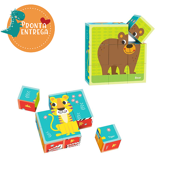 Quebra-cabeça Em Blocos De Encaixe Animais - Tooky Toy +2 anos