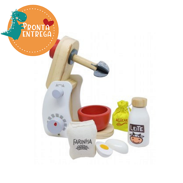 Brinquedo de Madeira Comidinha - BATEDEIRA INFANTIL VERMELHA - NEWART TOYS