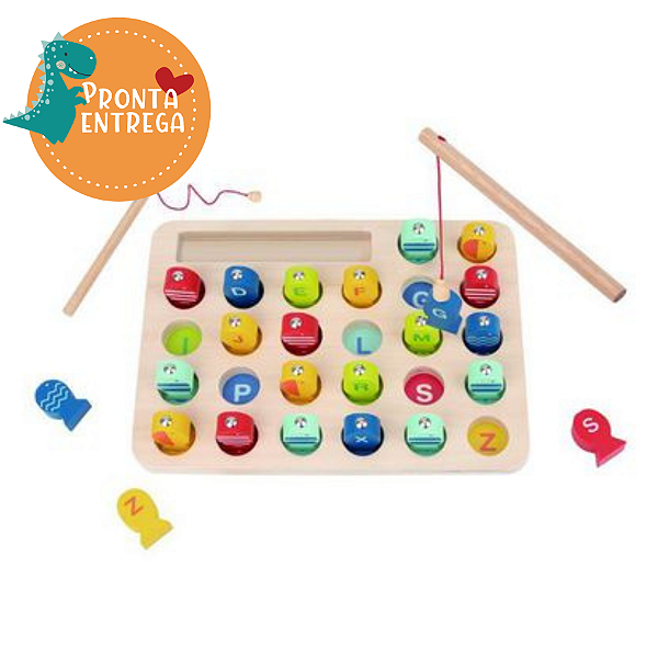 Brinquedo em Madeira - JOGO DA PESCA MAGNÉTICA