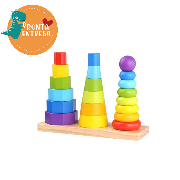 Brinquedo de Madeira - TORRE DE FORMAS - TOOKY TOY