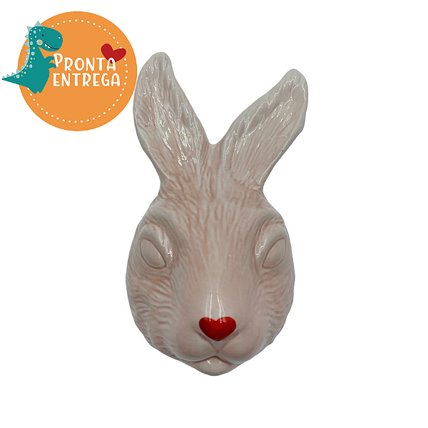 COELHO ROSA Decorativo em Porcelana para Pendurar