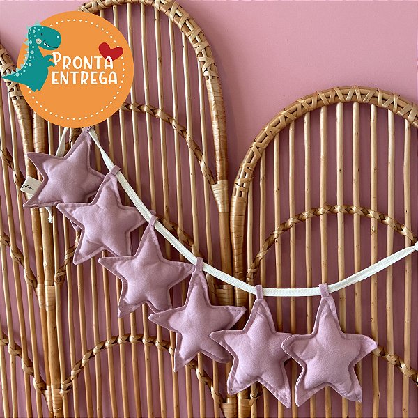 Varal de Estrelas em Tecido - ROSÊ