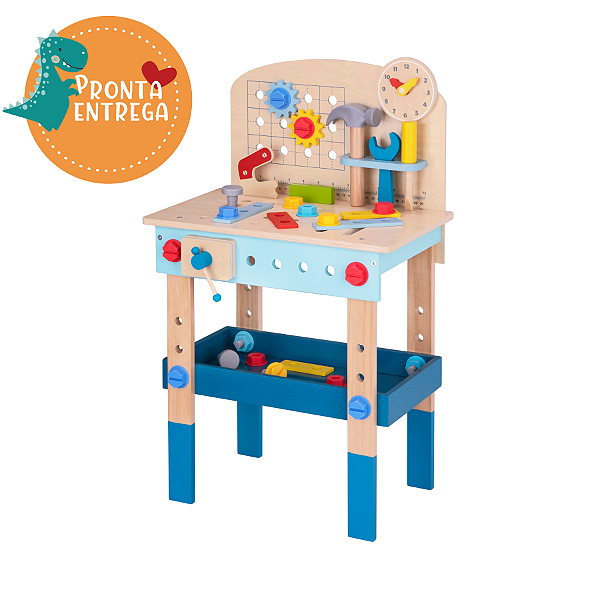 Brinquedo de Madeira - MESA DE FERRAMENTAS - TOOKY TOY