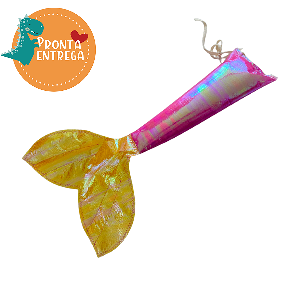 Fantasia Infantil CAUDA DE SEREIA METALIZADA - ROSA E AMARELA