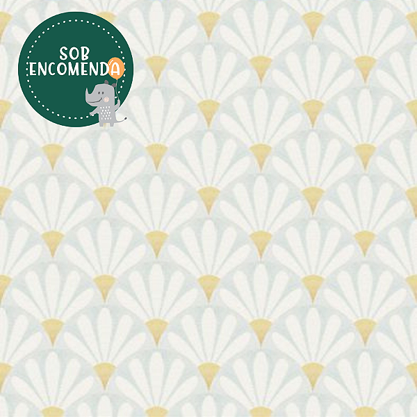 PAPEL de Parede Infantil Art Nouvaeu Aquarelado - MARGARIDAS GRANDES - AZUL