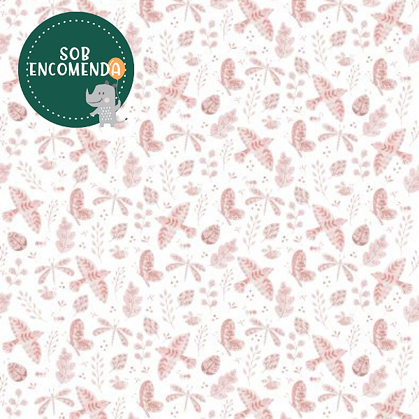 PAPEL de Parede Infantil Passarinhos de Porcelana - ROSA