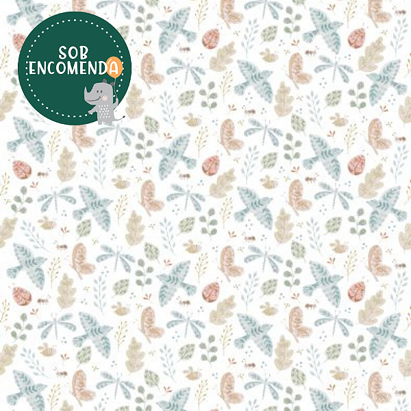 PAPEL de Parede Infantil Passarinhos de Porcelana - TONS TERROSOS
