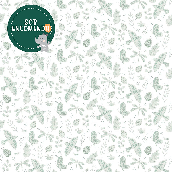 PAPEL de Parede Infantil Passarinhos de Porcelana - VERDE