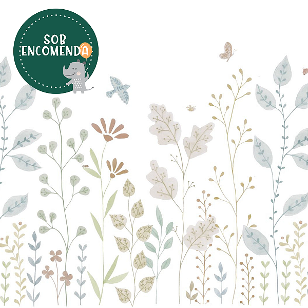 PAINEL de Parede Infantil - JARDIM DE PORCELANA TONS TERROSOS