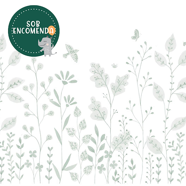PAINEL de Parede Infantil - JARDIM DE PORCELANA VERDE