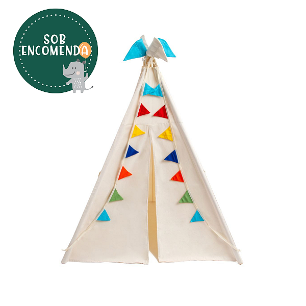Cabana de Chão Infantil em Tecido - BANDEIRINHAS COLORIDAS