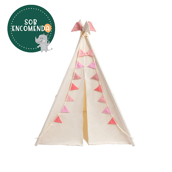 Cabana de Chão Infantil em Tecido - BANDEIRINHAS TONS DE ROSA