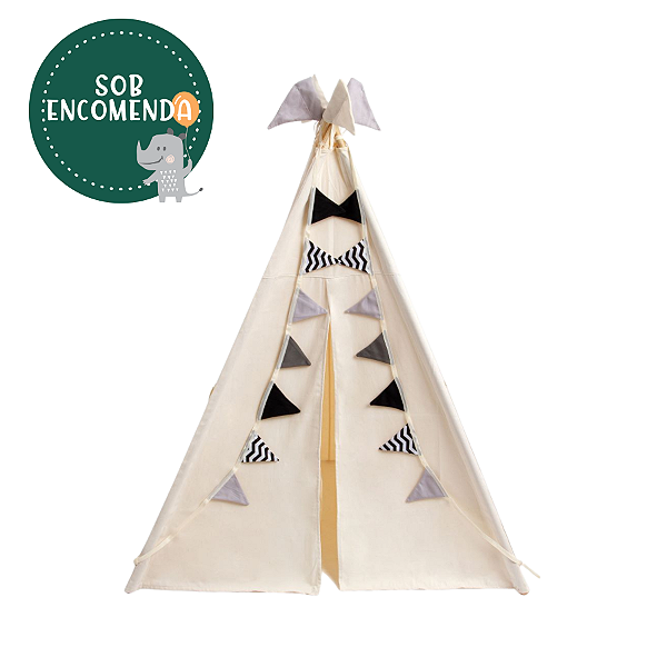 Cabana de Chão Infantil em Tecido - BANDEIRINHAS PRETO & BRANCO