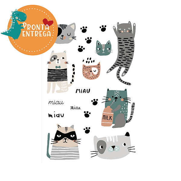 Tatuagem Temporária Infantil de Gatinhos - MIAU