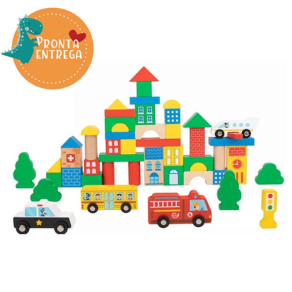 Brinquedo de Madeira - BLOCOS CIDADE GIGANTE - TOOKY TOY