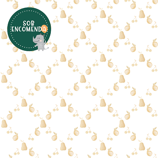 PAPEL de Parede Infantil - FRUTINHAS LOSANGO MOSTARDA