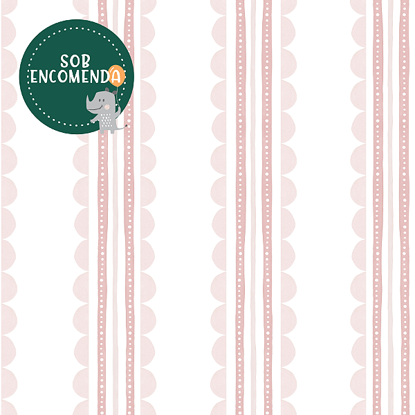 PAPEL de Parede Infantil - LISTRAS ONDINHAS ROSA