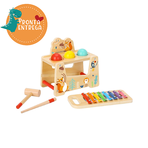 Brinquedo de Madeira - XILOFONE DIVERTIDO BICHOS - TOOKY TOY