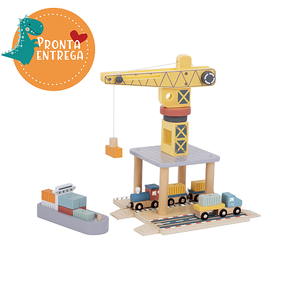 Brinquedo de Madeira - CONJUNTO GUINDASTE - TOOKY TOY