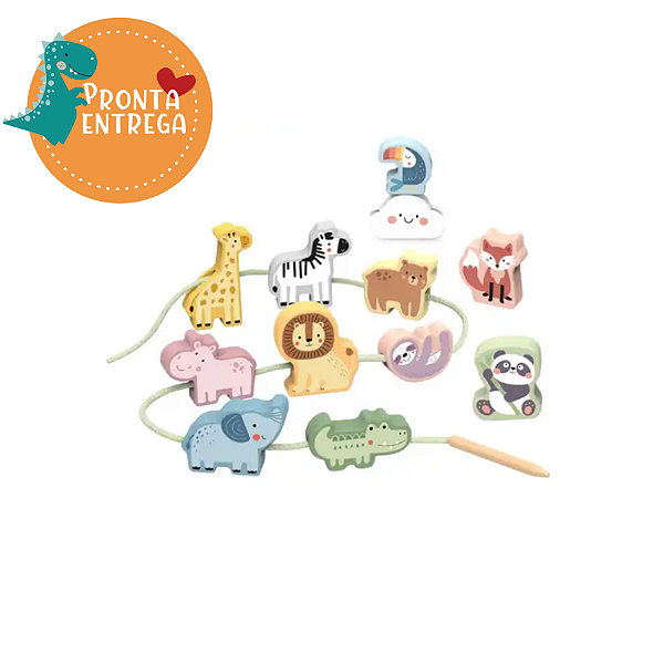Brinquedo de Madeira - BLOCOS DE LAÇO - ANIMAIS - TOOKY TOY
