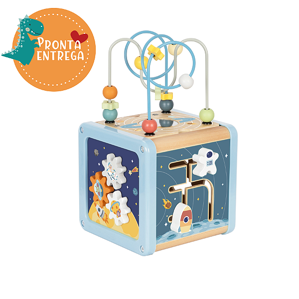 Brinquedo de Madeira - Cubo de Atividades ESPACIAL - TOOKY TOY