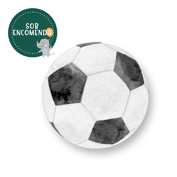Tapete Vinílico Infantil Redondo - BOLA DE FUTEBOL AQUARELADA