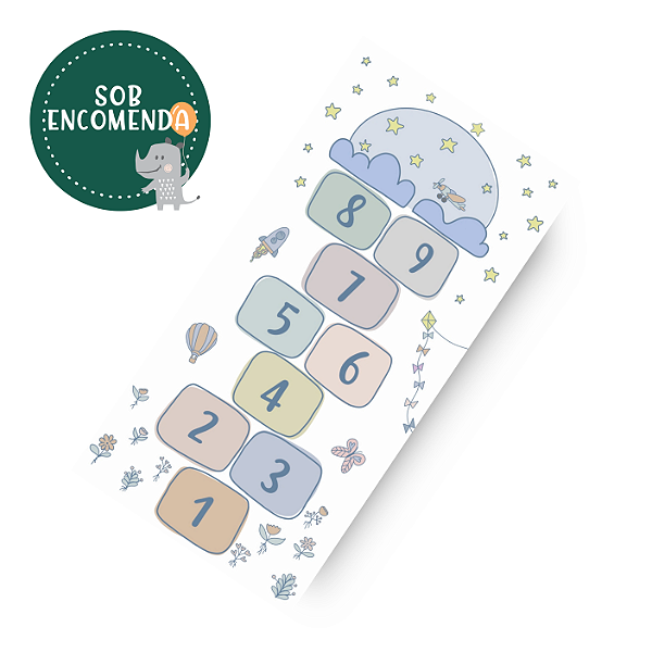 Tapete Vinílico Infantil Retangular (playmat) - AMARELINHA ESTRELADA