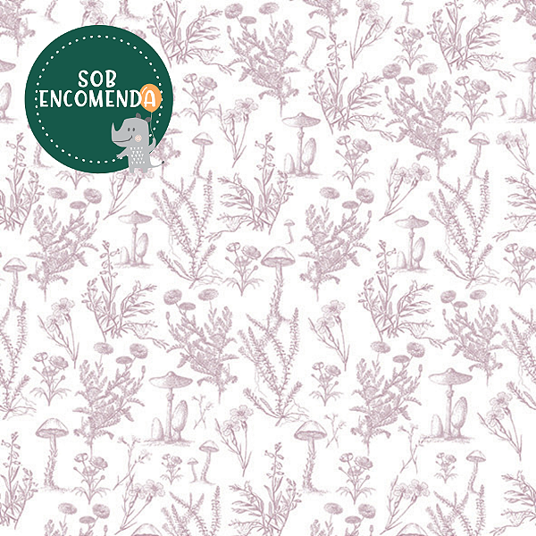 PAPEL de Parede Infantil ARTEO COGUMELO - ROSÊ
