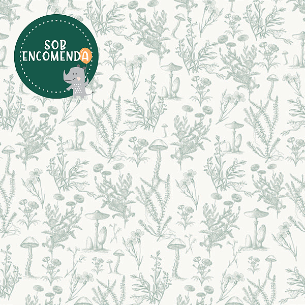 PAPEL de Parede Infantil ARTEO COGUMELO - VERDE