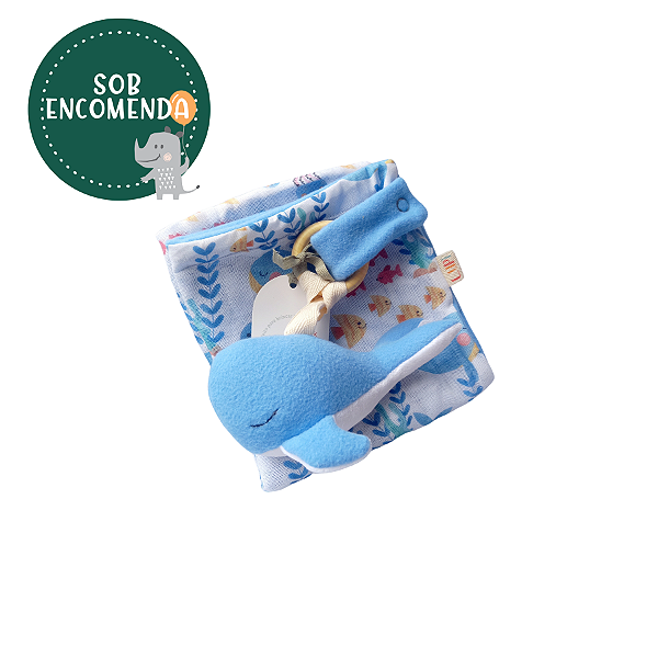 Naninha Sensorial - Fralda de Gaze Dupla Face - BALEIA