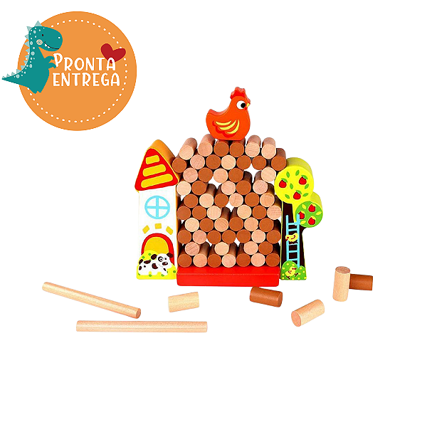 Brinquedo de Madeira - JOGO JENGA PEQUENO GALINHEIRO - TOOKY TOY