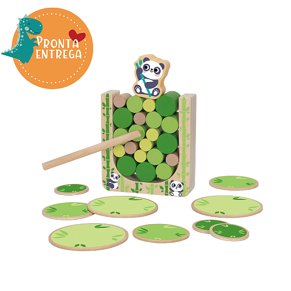 Brinquedo de Madeira - JOGO JENGA PANDA NO BAMBU - HI PANDO