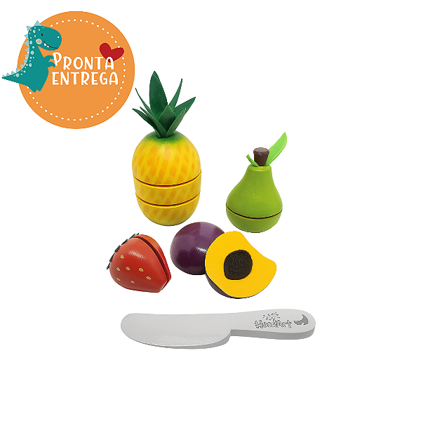 Brinquedo de Madeira Comidinha - KIT ABACAXI, AMEIXA, MORANGO E PÊRA - NEWART TOYS