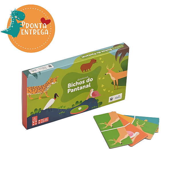 Brinquedo - DOMINÓ 28 peças - BICHOS DO PANTANAL | ARAQUARELA