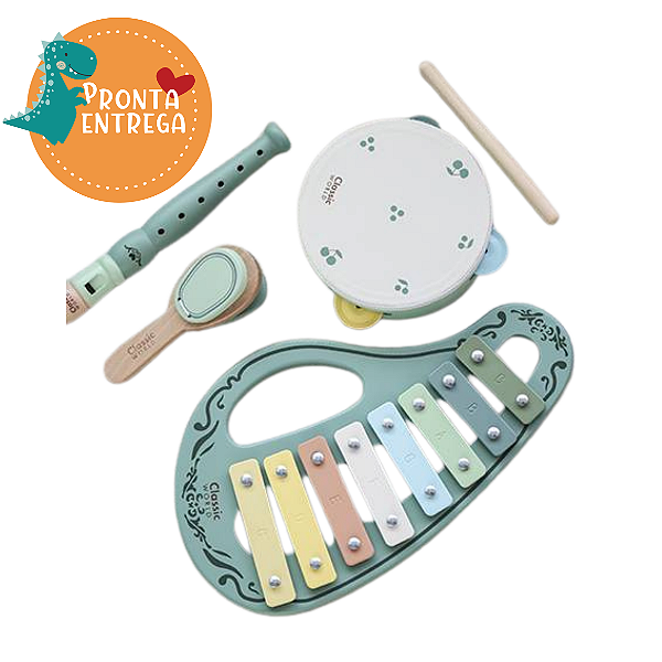 Brinquedo de Madeira - KIT MUSICAL VINTAGE - CLASSIC WORLD