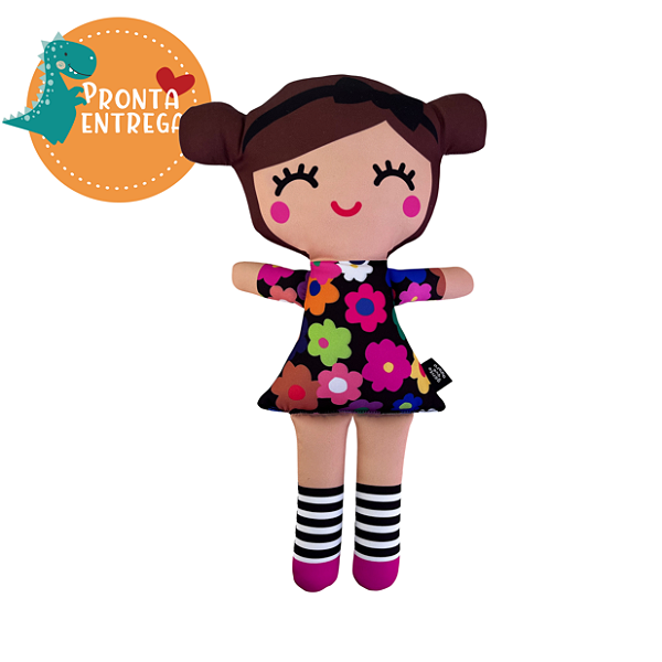 Boneca de Pano Inclusiva DANI BRANQUINHA FLOR MULTICOLORIDA - G