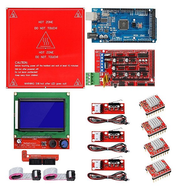 Eletrônica P/ Impressora 3d Mega Ramps 1.4 A4988 Mk2b Endstop