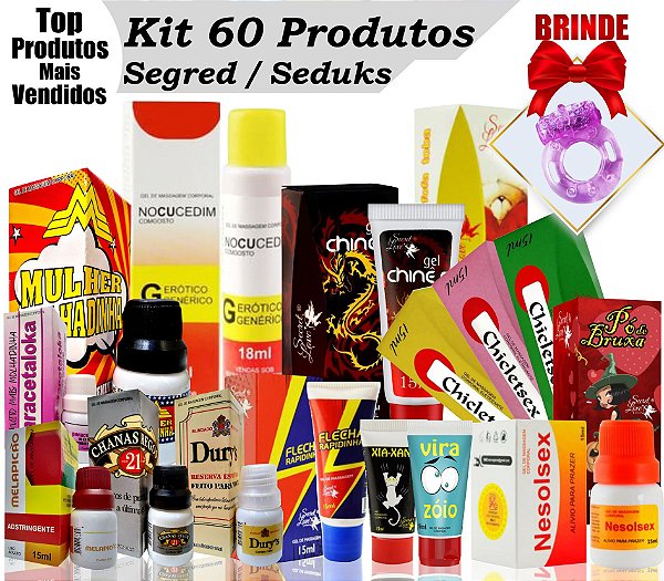 Kit Revenda 60 Produtos Sortidos+Brinde Anel Peniano