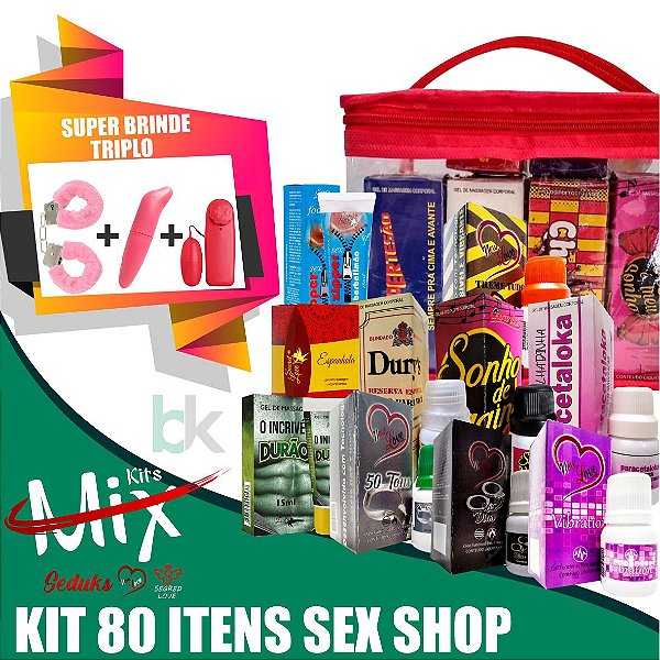 kit Mix Sex shop 80 Itens  + Brinde Algema + Ponto G + Bullet Vibrador