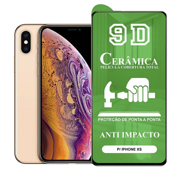 Película 9D Cerâmica Compatível com iPhone XS - Protetora Anti Impacto Queda Choque Shock Flexível Nano Gel
